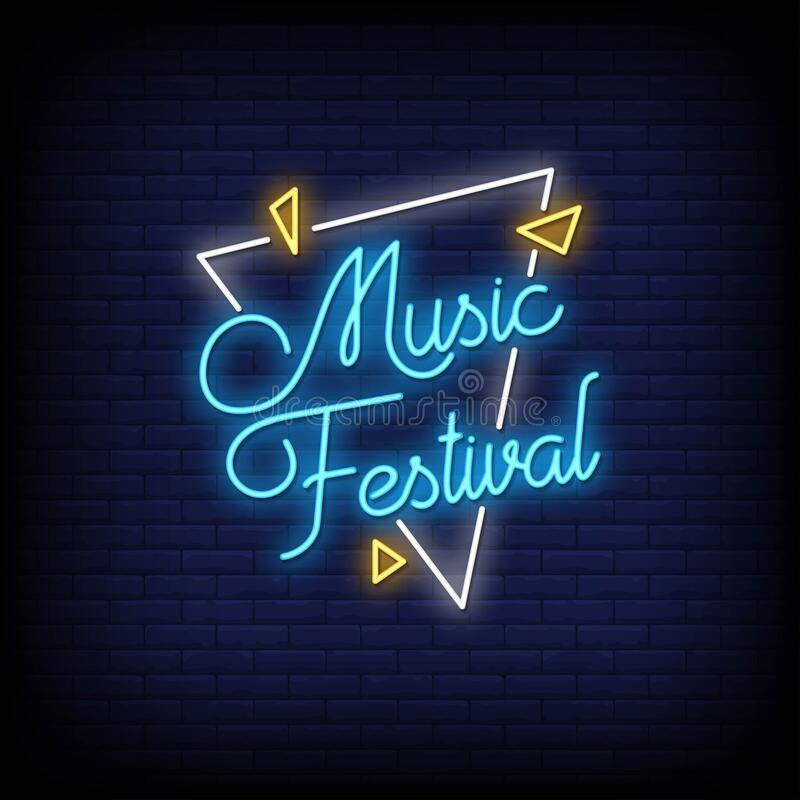 This is a picture of a blue and yellow sign that says music festival.  